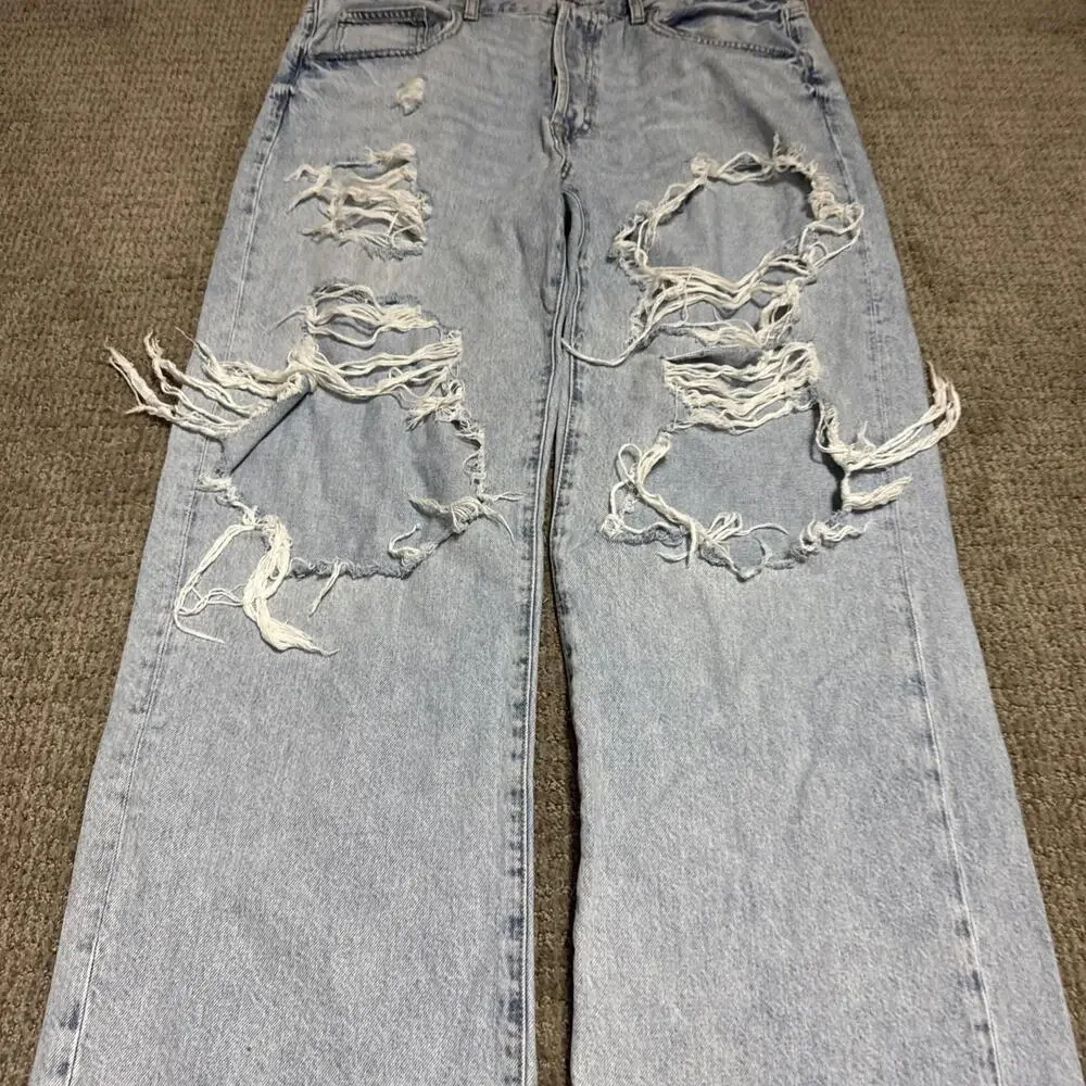 Aeropostale Jeans Low Rise Skater Blue Distressed 5 Button Fly Women’s Size 14 - Picture 6 of 12